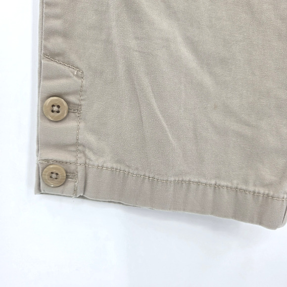 Ann Taylor Loft Women's Petite 8P Original Crop Tan Pants Button Accent - Picture 4 of 13
